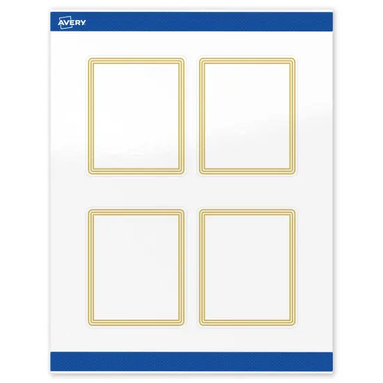 Avery Printable Rectangle Labels, Gold Multi-Lined Border, 4" x 3-1/3", Glossy White Rectangle Labels, Permanent, Laser/Inkjet, 40ct, Great for Product Labels {1}