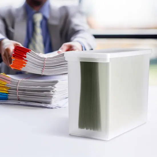 Sorbus Stationery File Box - Binder & Notebook Bin with Lid {2}