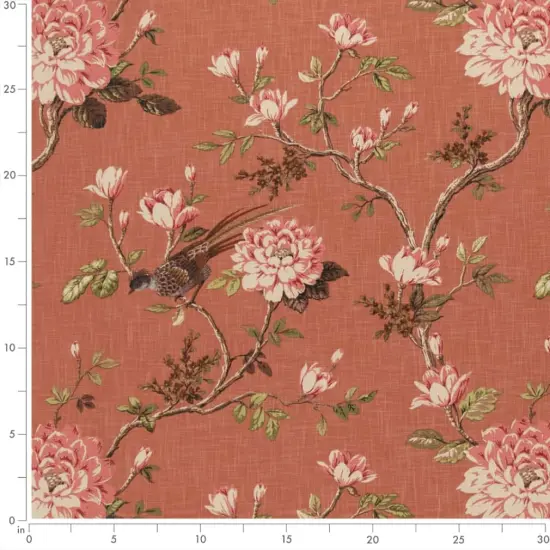 Upholstery Fabric - Coral & Peach Floral Upholstery Fabric 54 Inches" {4}
