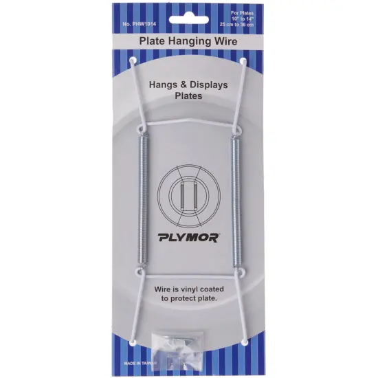 Plymor White Vinyl Finish Wall Mountable Plate Hanger, 8" H x 3" W x 0.5" D (For Plates 10" - 14") {1}