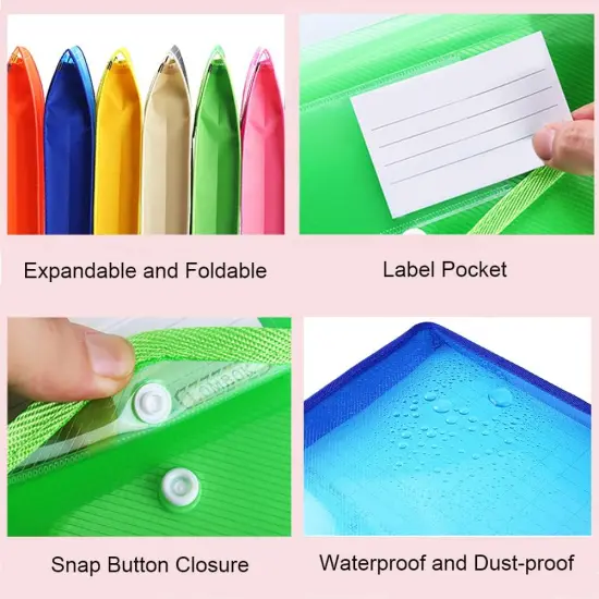 Plastic Document File Folder A4 Size Expandable Poly Envelopes {2}