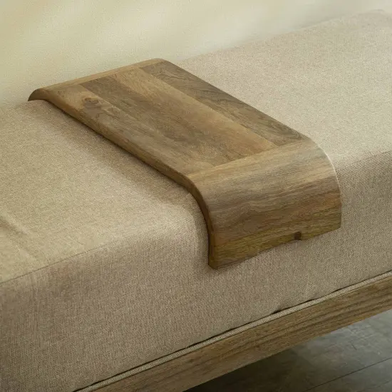Upholstered Wooden Bench with Wooden Slider - Premium Bench for Home Decor {4}
