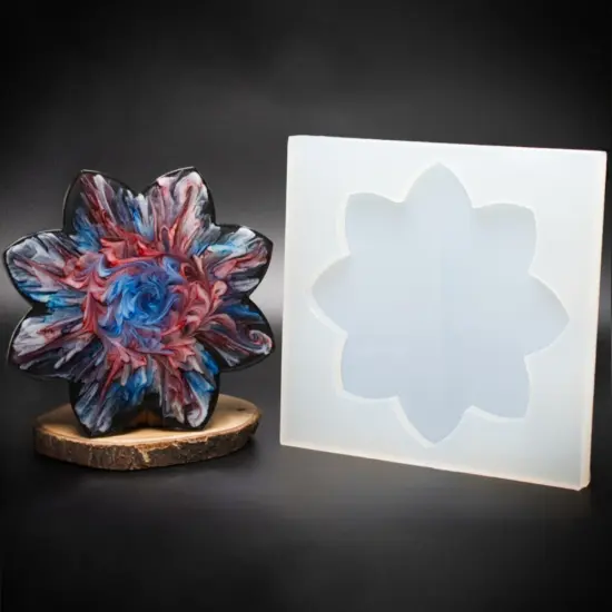 Handmade 8 Point Flower Silicone Coaster Mold {1}