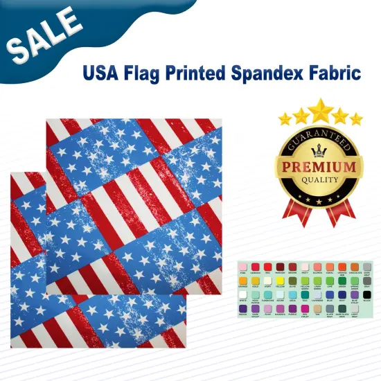 USA Flag Printed Spandex Fabric {1}