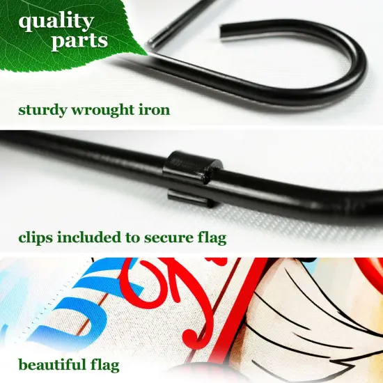 G128 Combo Pack: Garden Flag Stand 36x16IN & Garden Flag Summer Fun Gnome Printed 12x18IN Double Sided {4}