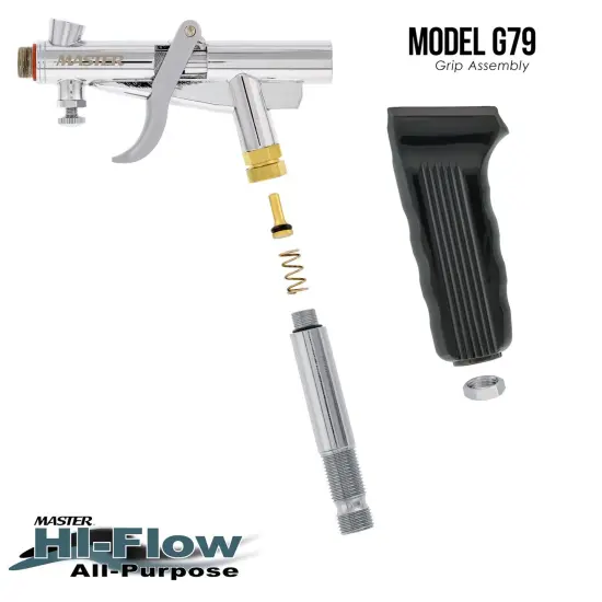 Master Hi-Flow G79 All-Purpose Pistol Trigger Gravity Feed Airbrush Set, 3 Nozzle Sets, 3 Cup Sizes & 6 ft. Air Hose {4}