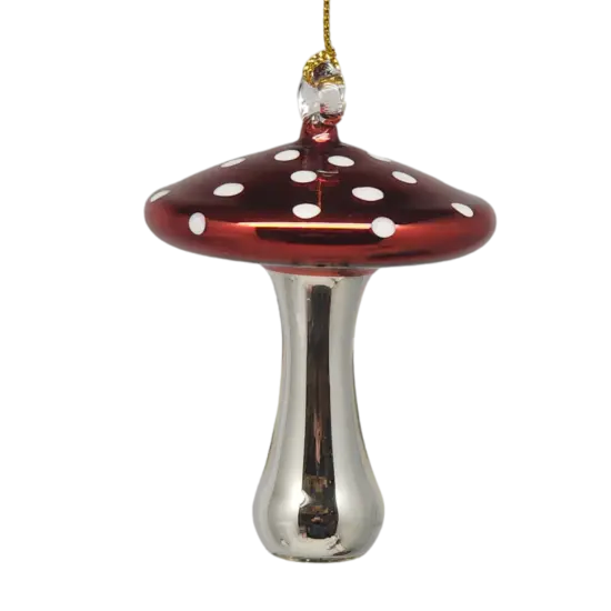 Shiny Cutes Red Mushroom Egyptian Glass Ornament {3}