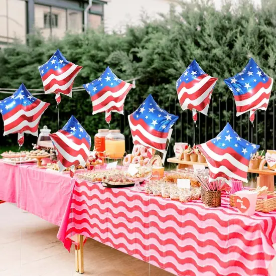 4th of July Star Shaped American Flag Celebration Party Balloons, 18 Inches Patriotic Party Foil Balloon For Independence Day, Veterans Day, Memorial Day, US Election Holiday Event Decorations {4}