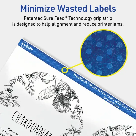 Avery TrueBlock Matte White Paper Labels,4-3/4" x 3-1/2" Arched {4}