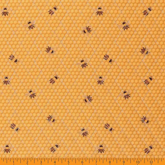 Mook Fabrics Double Faced Quilted Cotton Fabric [43 in. Wide] - By The Yard Bee Time Gold/White {3}