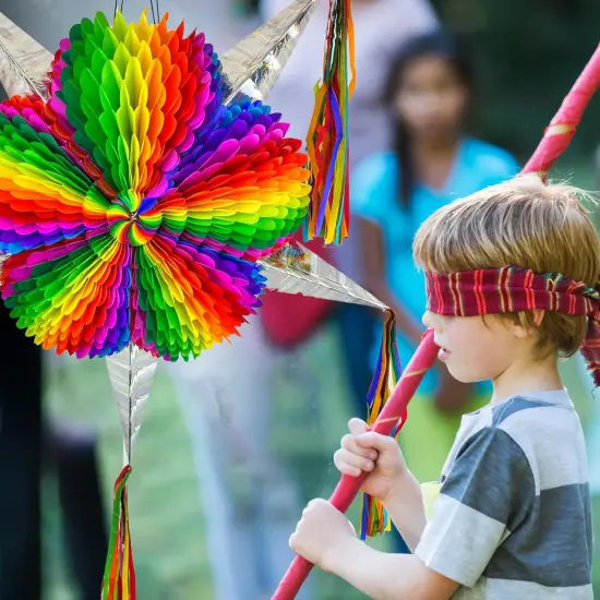 Mexican Star Pinata (33" Jumbo) with 30-ft Rope | Rainbow Mexican Pi&ntilde;ata | Large Handmade Pi&ntilde;ata for Cinco de Mayo, Birthday Parties, Fiesta Celebrations {3}