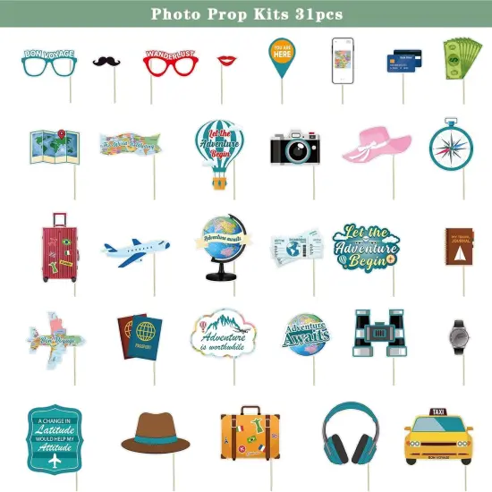 31pcs Let The Adventure Begin Photo Booth Props {5}