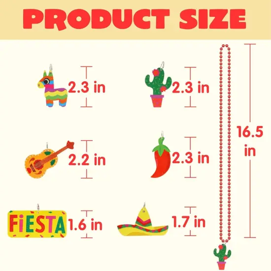 24 PCS Cinco de Mayo Necklaces Bead, Fiesta Beaded Necklace for Mexican Themed Bachelorette Party Favors, Taco Tuesday, Dia De Muertos Festivals {4}