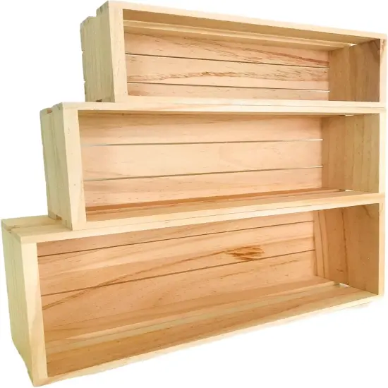 3 Pack Wood Craft Crate Caddy Set for Nesting {3}