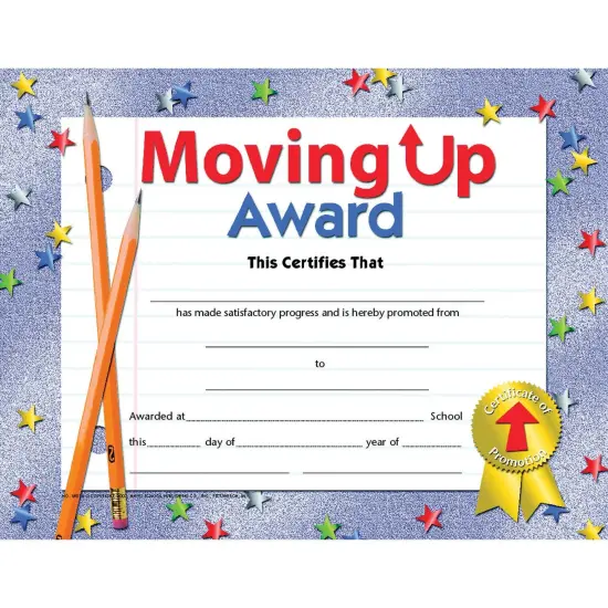 Moving Up Award Certificate, 8.5" x 11", Pack of 30 {1}
