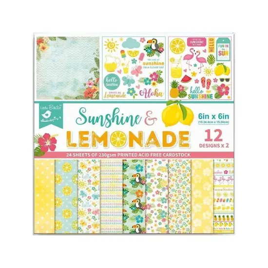 Pack of 3 - Little Birdie Cardstock Pack 6"X6" 24/Pkg-Sunshine & Lemonade {3}