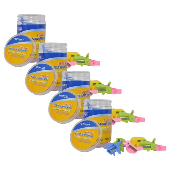 Manual Pencil Sharpeners Fun Pack, Assorted Shapes, 30 Per Pack, 4 Packs {1}