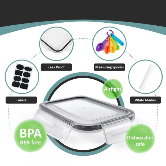 Sorbus 24 Pack Airtight Food Storage Containers, Labels, Marker & Measuring Spoons - Functional Dry Food Organizers {5}