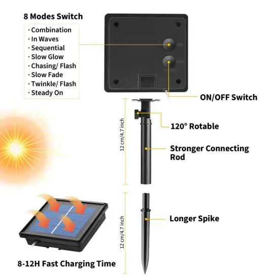 Solar Rope String Lights Outdoor 72Ft 200 Led Waterproof Solar Powered Fairy Lights with 8 Lighting Modes, Copper Wire PVC Tube Lights for Garden Wedding Christmas Party DIY Decor(Warm White, 1 Pack) {6}