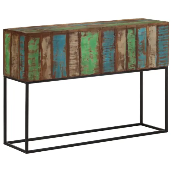 vidaXL Console Table 43.3x11.8x29.5 Solid Wood Reclaimed and Iron {1}