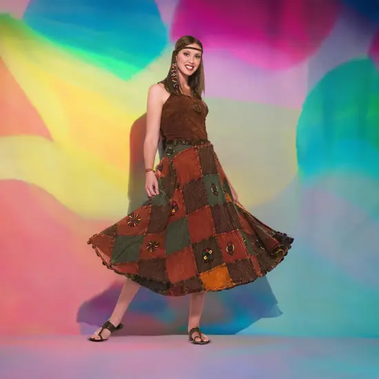 60's 70's Hippie Patch Costume Skirt Adult Standard {4}