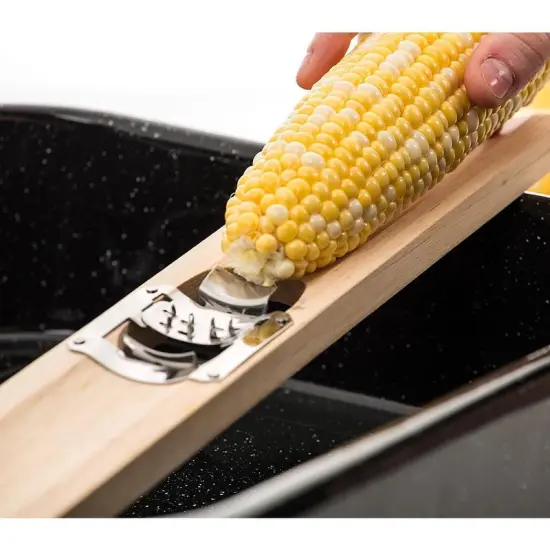 Old-Style Wooden Corn Cutter Remove Kernels Whole or Shredded {3}
