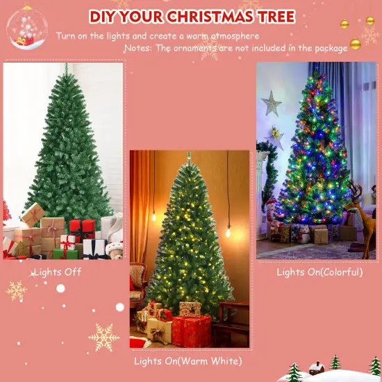 Costway 6/7/8 ft Pre-lit Hinged Christmas Tree with Remote Control & 9 Lighting Modes {6}