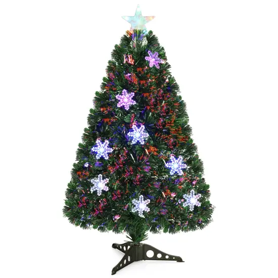 Costway 3/4/5/6 FT Pre-Lit Fiber Optic Artificial Christmas Tree with Multicolor Led Lights {7}
