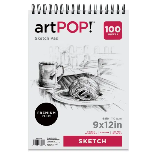 artPOP! Sketch Pad, 9" x 12", 100 Sheets, Wirebound, 68 lb (110 gsm), Acid-Free Sketchbook for Drawing, Illustration, Art Class {3}