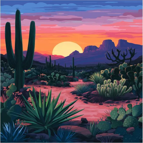 Desert Cactus Paint by Numbers, Saguaro National Park Arizona Paint by Numbers for Adults, Paint by Number Kits, Nature Scenery Gift Home Bedroom Wall Decor {1}