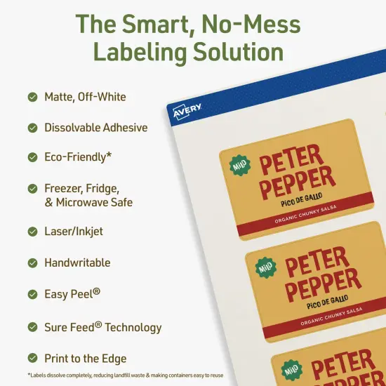 Avery Dissolvable Labels, 2" x 3" Rectangle {2}