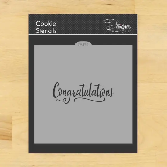 Congratulations Cookie & Craft Stencil | CM135 by Designer Stencils | Cookie Decorating Tools | {1}