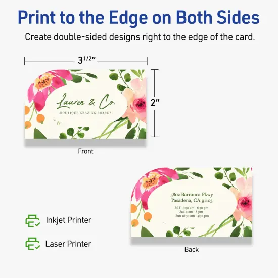 Avery Printable Single Rounded Corner Rectangle Business Cards, Sure Feed Technology, 2" x 3-1/2", Matte Ivory Cardstock, Print-to-The-Edge, Laser/Inkjet Printable, 80 Total {6}