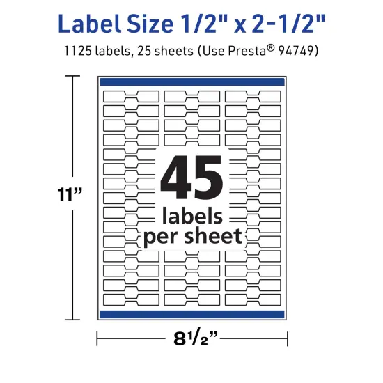 Avery TrueBlock Matte White Paper Labels,1/2" x 2-1/2" Barbell {5}