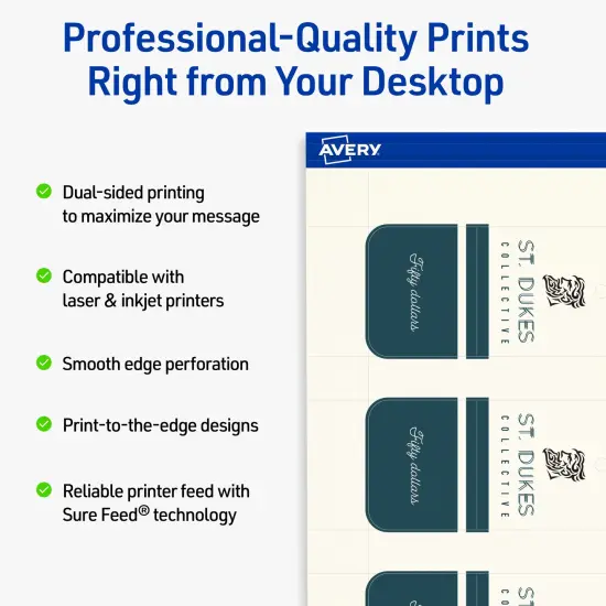 Avery Printable Perforated Rounded Rectangle Price Tags, Sure Feed Technology, 1-1/2" x 3", Matte Ivory Cardstock, Print-to-The-Edge, Laser/Inkjet Printable, 100 Total {2}