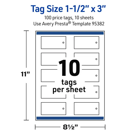 Avery Printable Rectangle Price Tags, Sure Feed Technology, 1-1/2" x 3", Matte White Cardstock, Print-to-The-Edge, Laser/Inkjet Printable, 100 Total {5}