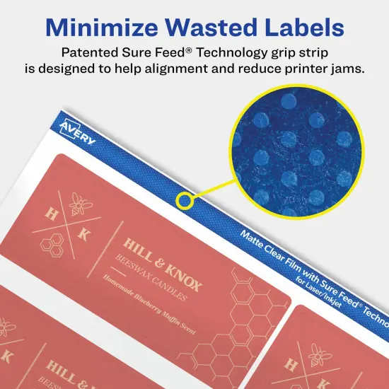 Avery Matte Clear Labels,1-1/2" x 3-3/4" Rectangle {4}