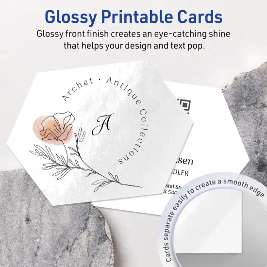 Avery Printable Geo Flat Cards, Sure Feed Technology, 5" x 7", Glossy White Cardstock, Laser/Inkjet Printable, 20 Total, Great for Product Branding, Marketing, and More {3}