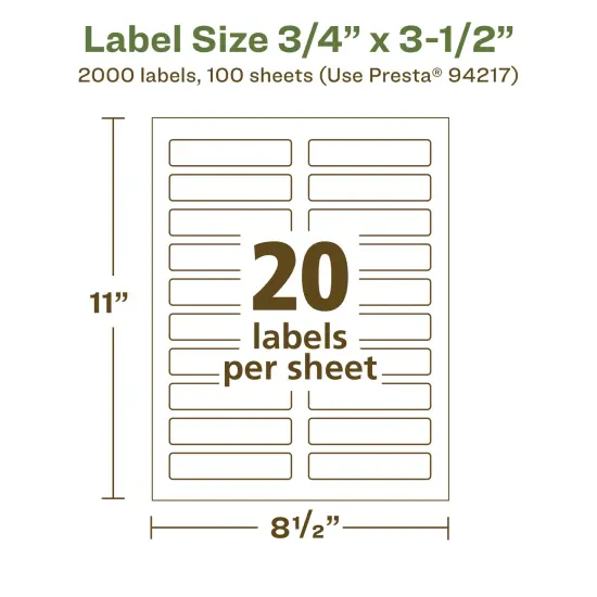 Avery Recycled Matte White Labels,3/4" x 3-1/2" Rectangle {5}
