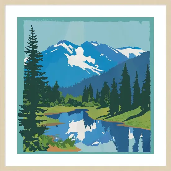 Mountain Reflection I by Walker Noble Wood Framed Wall Art Print {1}