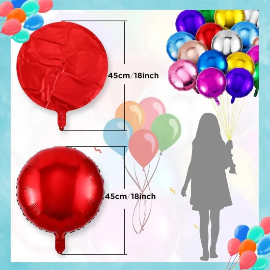 100 Pcs 18 Inch Round Foil Balloons Aluminum Foil Helium Balloons Bulk for New Year Party Birthday Baby Shower Graduation Wedding Decor(Mixed Colors) {2}