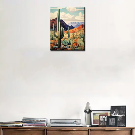 Acrylic Paint by Numbers for Adults,Saguaro Cactus, DIY Oil Painting Kit,Desert Landscape Canvas Drawing Paintwork with Paintbrushes for Kids Beginner Arts Craft {2}