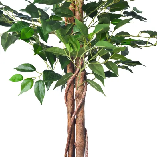 2Packs 4FT Artificial Ficus Tree, Fake Plants with Sturdy Plastic Nursery Pot,Faux Ficus Trees for Home Office Living Room Indoor Outdoor Decor Perfect Housewarming Gift (4FT-2Packs) {3}