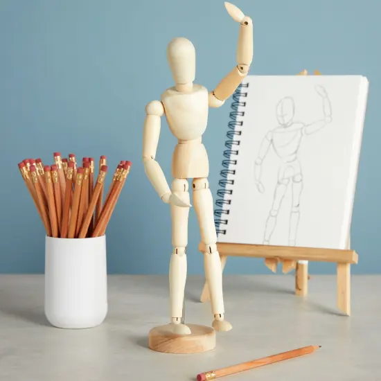 3 Pack Posable Art Figure Model, Flexible Wooden Drawing Mannequin for Artists, Sketching (13 in) Brown {3}