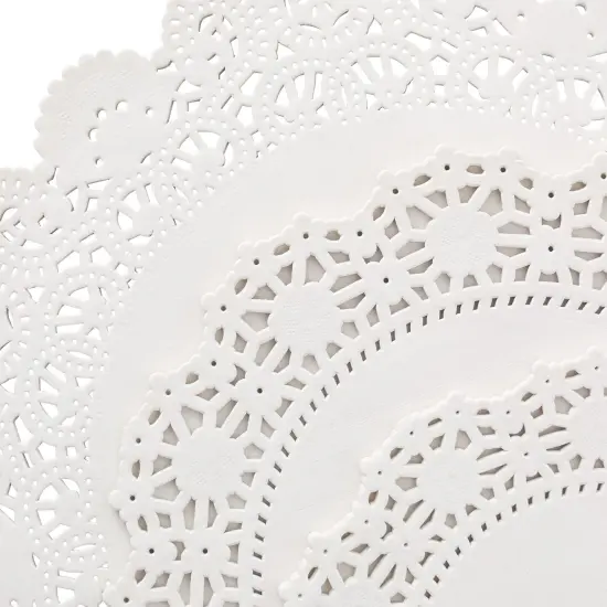 150 Pack Round White Paper Doilies Assorted Sizes for Cake, Food, Dessert - Lace Paper Placemats for Crafts, Plates, Party Table, Wedding (6.5, 8.5, and 10.5 Inch) {7}