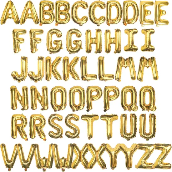 [52 PCS] 16" Foil Gold Letter Balloons 2 Sets of A-Z, Mylar Aluminum Hanging Alphabet for Graduation New Year eve Birthday Party Decorations {1}