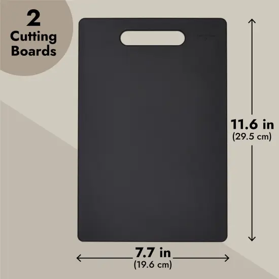 2 Pack Small Plastic Cutting Boards for Kitchen with Handles for Food, Fruits, Vegetables (Black, 7.7 x 11.6 In) {3}