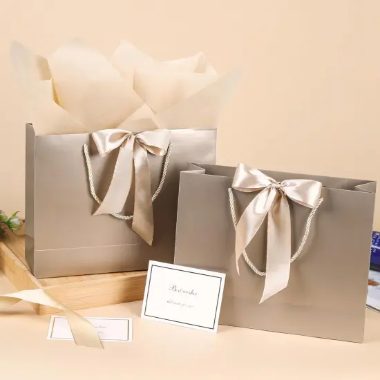 12.6" Gift Bags Bulk, 10 Pcs Gift Bags with 20 Tissue Paper 10 Greeting Cards {3}