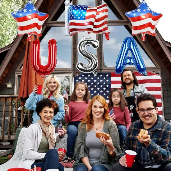 4th of July Decorations Red White and Blue Latex Balloons Patriotic USA Party Decor USA American Flag Balloons {2}