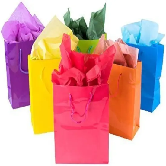 12 Assorted (13" h x 10" w x 4 1/2" d) Bright Neon Colored Party Present Paper Gift Bags {1}